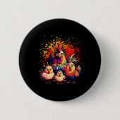 Colorful Funny Chicken Art Button (Vorderseite)