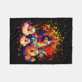 Colorful Funny Chicken Art  Fleecedecke (Vorderseite (Horizontal))