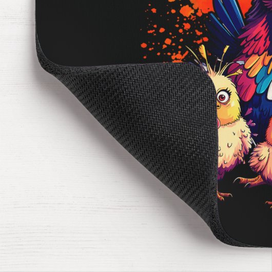 Colorful Funny Chicken Art Mousepad (Ecke)
