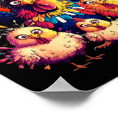 Colorful Funny Chicken Art  Poster (Ecke)