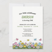 Colorful Funny Little Wildflower 1st Birthday  Einladung (Vorderseite)