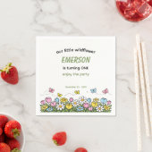 Colorful Funny Little Wildflower 1st Birthday  Serviette (Beispiel)