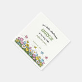 Colorful Funny Little Wildflower 1st Birthday  Serviette (Ecke)