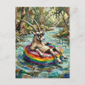 Colorful Funny Oryx on a Float Trip Postkarte (Vorderseite)