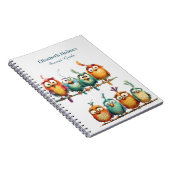 Colorful Funny Quirky Birds School Notizblock (Rechte Seite)