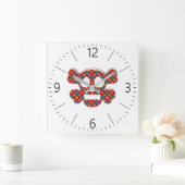 Colorful funny skull quadratische wanduhr (Zuhause)