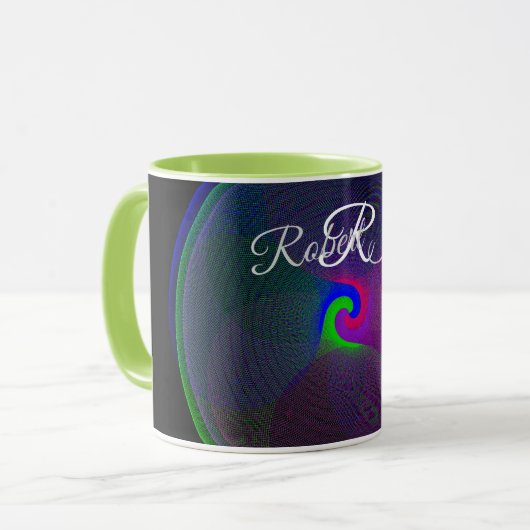 Colorful Fused Center Geometric Coffee Mug Tasse (Vorderseite Links)