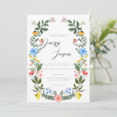 Colorful Garden Arch with Wildflower wedding Einladung (Stehend Vorderseite)