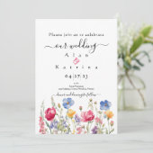 Colorful Garden Boho Wildblume Hochzeit Einladung (Stehend Vorderseite)