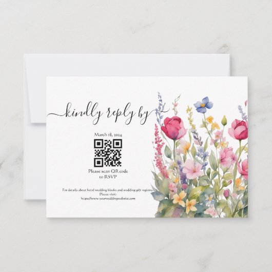 Colorful Garden Boho Wildblume RSVP Card Karte (Vorderseite)