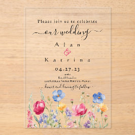 Colorful Garden Boho Wildflower Wedding Invitation Acryleinladungen