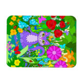 Colorful Garden Cat Art Fantasy Blume Ladybugs Magnet (Horizontal)