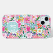 Colorful Garden Monogrammed Case-Mate iPhone Hülle (Rückseite (Horizontal))