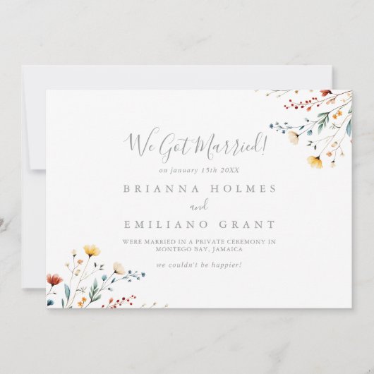 Colorful Garden Wildflower Elopement Ankündigung (Vorderseite)