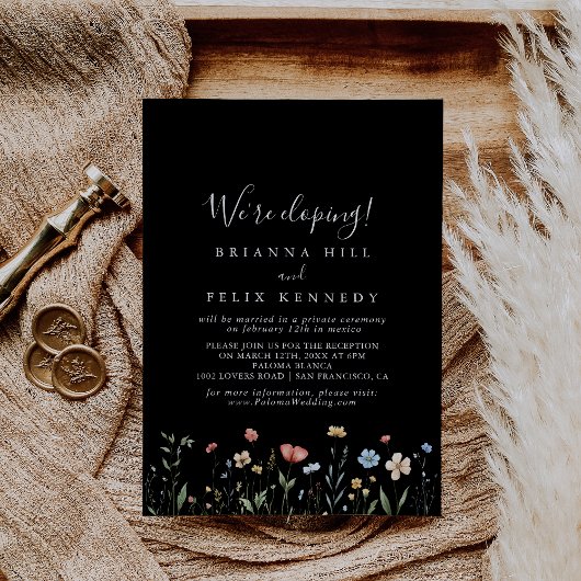 Colorful Garden wildflower Elopement Reception Einladung