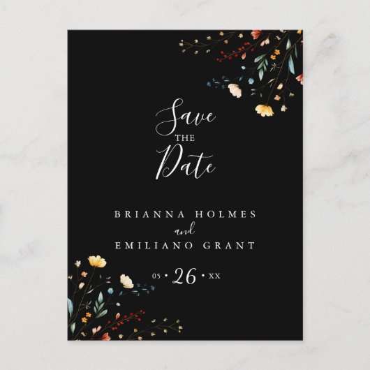 Colorful Garden wildflower Save the Date Postkarte (Vorderseite)