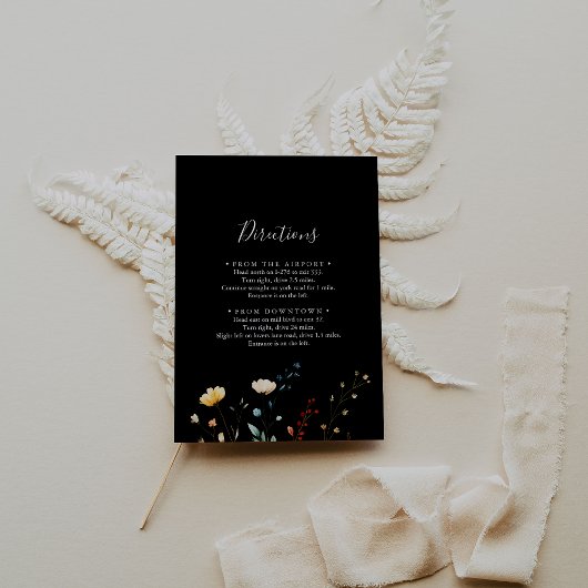 Colorful Garden wildflower Wedding Directions Begleitkarte
