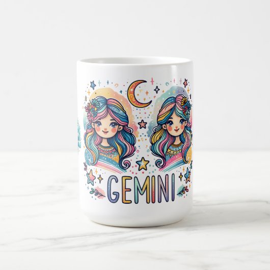 Colorful Gemini Astrology Zodiac Twin Girls Kaffeetasse (Mittel)