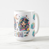 Colorful Gemini Astrology Zodiac Twin Girls Kaffeetasse (VorderseiteRechts)