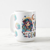 Colorful Gemini Astrology Zodiac Twin Girls Kaffeetasse (Vorderseite Links)