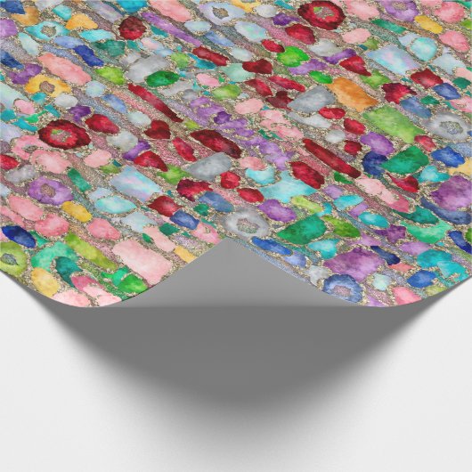Colorful Gemstone Crystal Cluster Strings Geschenkpapier (Ecke)