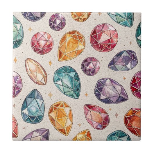 Colorful Gemstone Pattern (1) Fliese (Vorderseite)