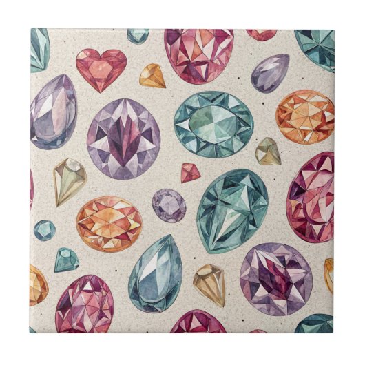 Colorful Gemstone Pattern (2) Fliese (Vorderseite)