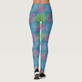Colorful Geometric Abstract Circles On Blue Leggings (Rückseite)