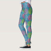 Colorful Geometric Abstract Circles On Blue Leggings (Links)