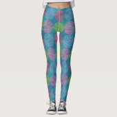 Colorful Geometric Abstract Circles On Blue Leggings (Vorderseite)