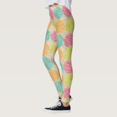 Colorful Geometric Abstract Circles On Cream Leggings (Links)