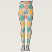 Colorful Geometric Abstract Circles On Cream Leggings (Vorderseite)