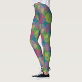 Colorful Geometric Abstract Circles On Green Leggings (Links)