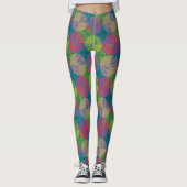 Colorful Geometric Abstract Circles On Green Leggings (Vorderseite)