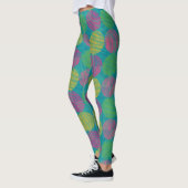 Colorful Geometric Abstract Circles On Teal Leggings (Links)