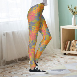 Colorful Geometric Abstract Circles On Yellow Leggings