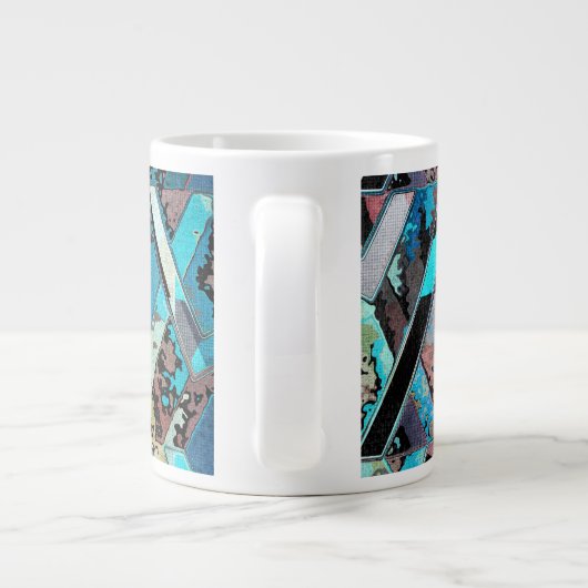 Colorful Geometric Abstract Pattern Jumbo-Tasse (Rückseite)