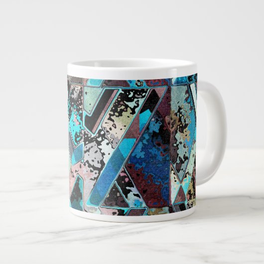 Colorful Geometric Abstract Pattern Jumbo-Tasse (Vorderseite Rechts)