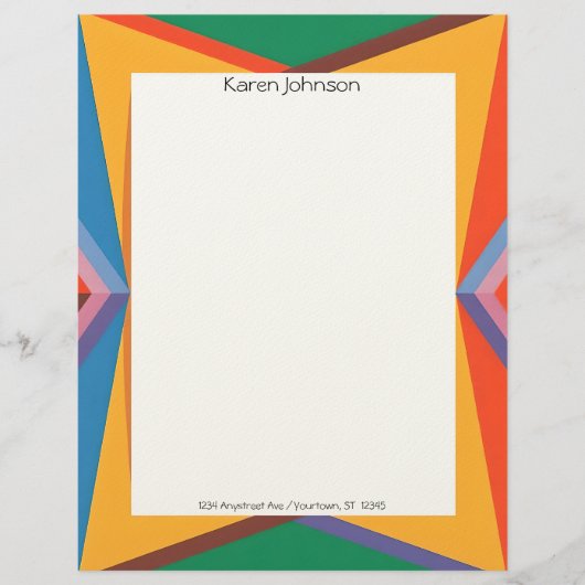 Colorful Geometric Border Stationery Paper Briefbogen (Vorderseite)