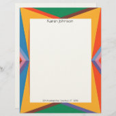 Colorful Geometric Border Stationery Paper Briefbogen (Vorne/Hinten)