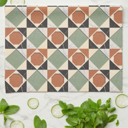 Colorful geometric collage with marble textures geschirrtuch (Gefaltet)