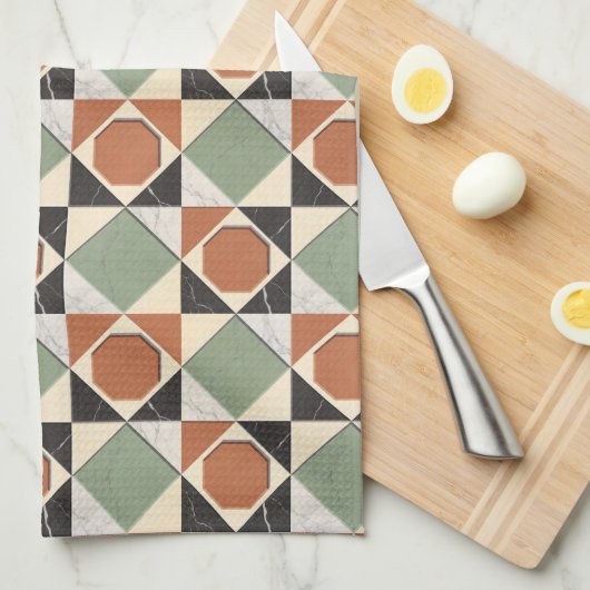 Colorful geometric collage with marble textures geschirrtuch (Viertel Falte)