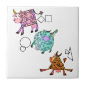 Colorful Geometric Cute Cows Ceramic Tile Fliese (Vorderseite)