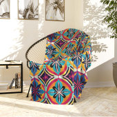 Colorful Geometric Flowers Bohemian Fleecedecke