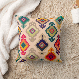 Colorful Geometric Ikat Throw Pillow Kissen