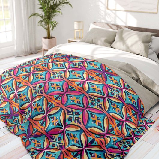 Colorful Geometric Kaleidoscope Bohemian Fleecedecke