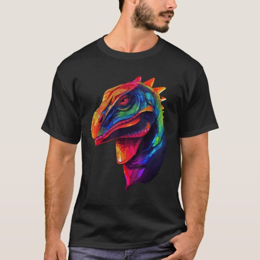Colorful Geometric Komodo Dragons Lizard Pop Anima T-Shirt (Vorderseite)