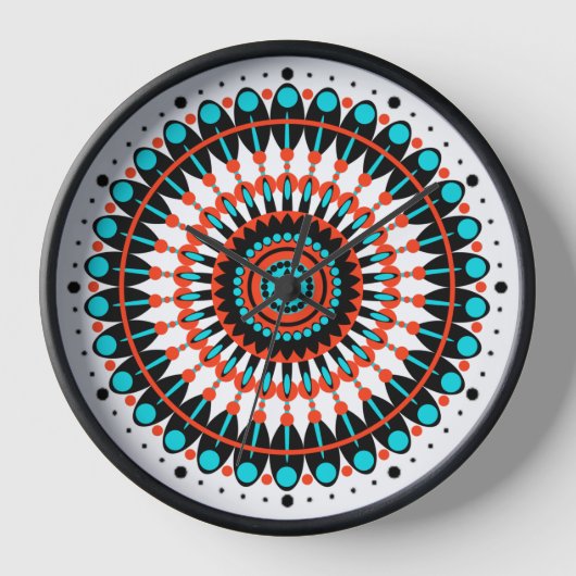 Colorful Geometric Mandala Art-46456 Large Clock Uhr (Vorderseite)