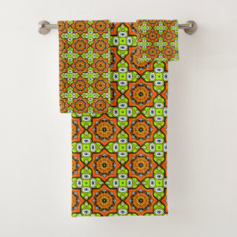Colorful geometric mandala pattern badhandtuch set