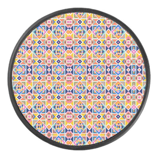 Colorful geometric pattern on a round Bluetooth  Eishockey Puck (Vorderseite)